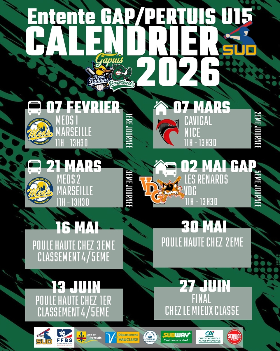 Calendrier U15